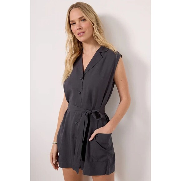 NWT Evereve Splendid Alessandra Romper Splendid Lead Gray Women's Small NEW - Picture 1 of 4